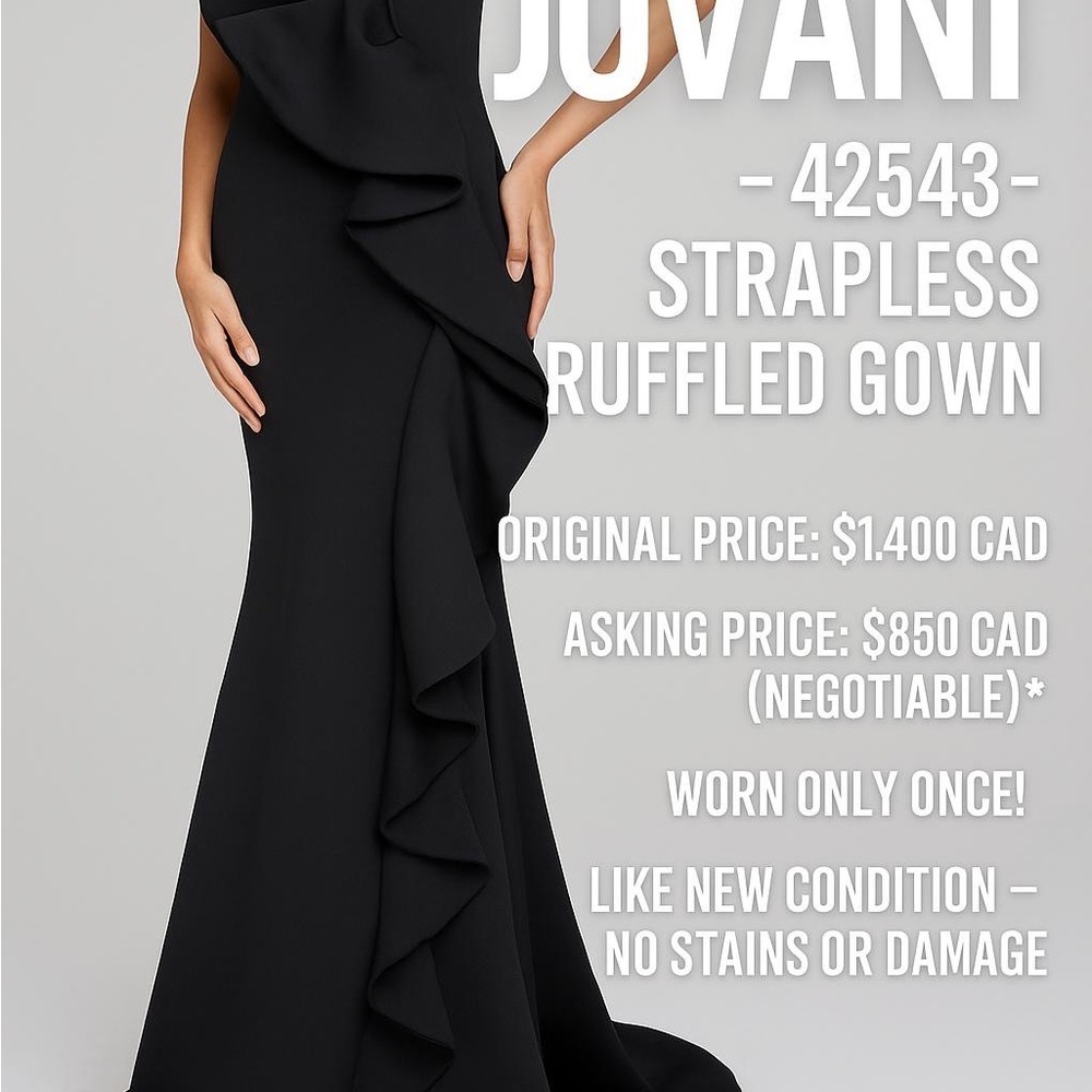 Jovani Black Strapless Sleeveless Gown